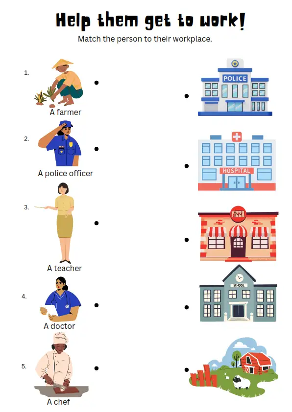Jobs & Workplace Matching Worksheet Preview